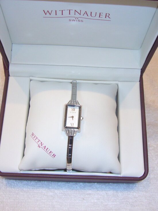 Wittnauer Rectangular Ladies A6 Diamond Accent, Sapphire Crystal Watch EXCELLENT
